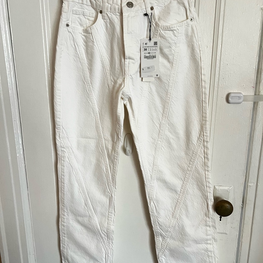 Zara Straight White Jeans